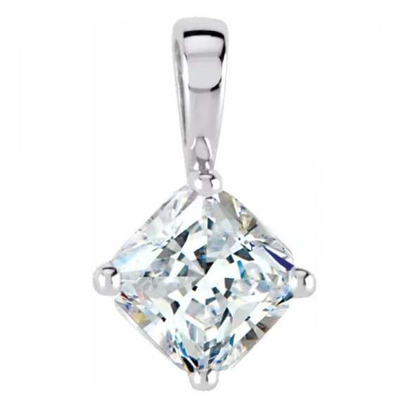 Asscher Natural Diamond Pendant 14K Gold (1.03 Ct H Vs1) Gia C54200008 - Picture 3 of 6